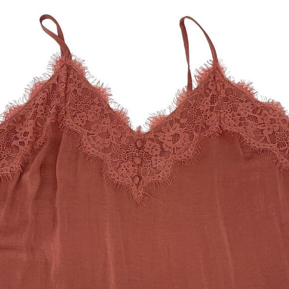 Hem & Thread Womens Cami Tank Top Lace Sleeveless Old Rose Pink Size Medium - Picture 2 of 6